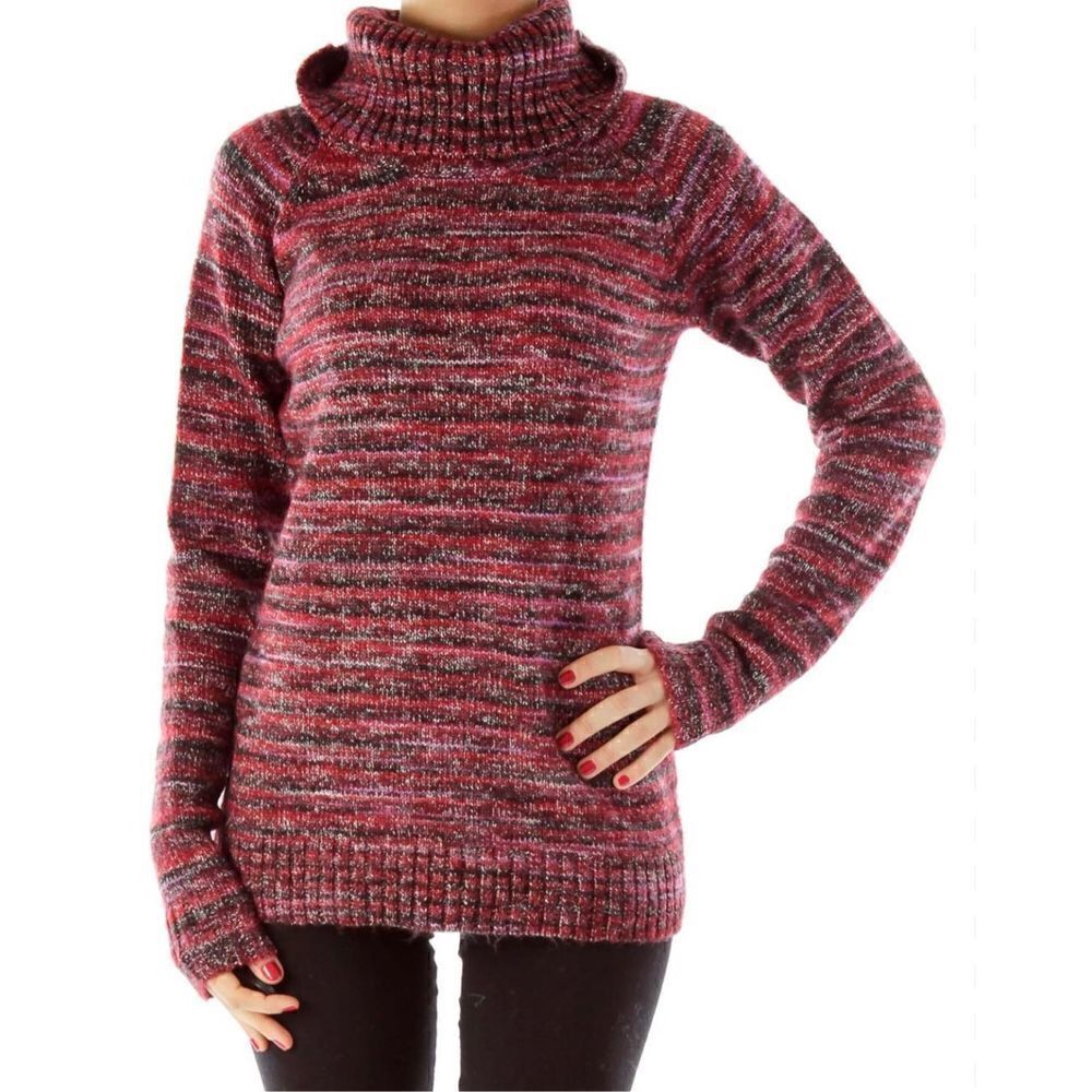 Columbia Women's Marled Pink & Black Cowl Neck Sweater